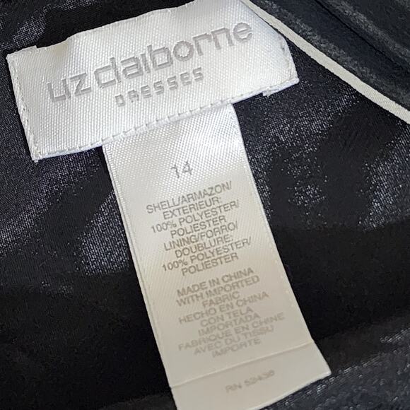 Liz Claiborne Size 14 Black White Striped Midi Dress - Picture 3 of 4